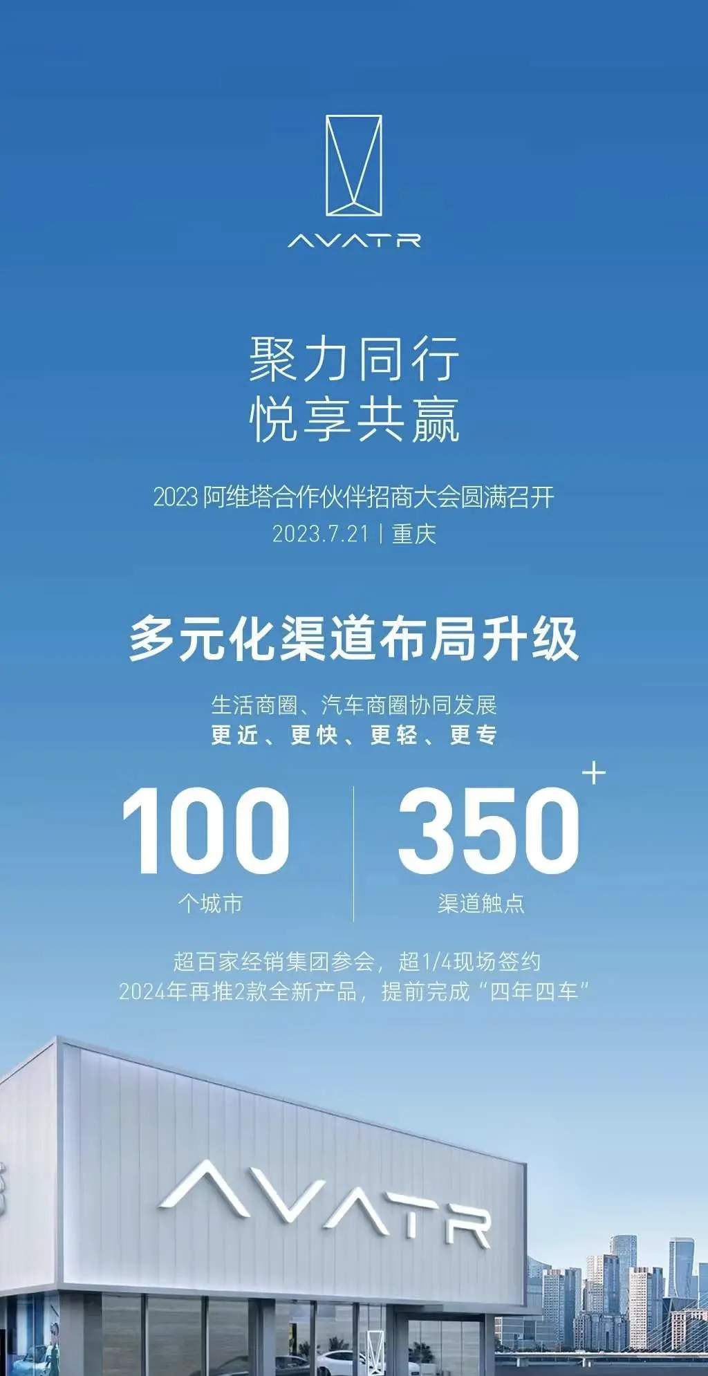 阿维塔年底拓展350家门店，E15、E16两款新车计划2024年上市