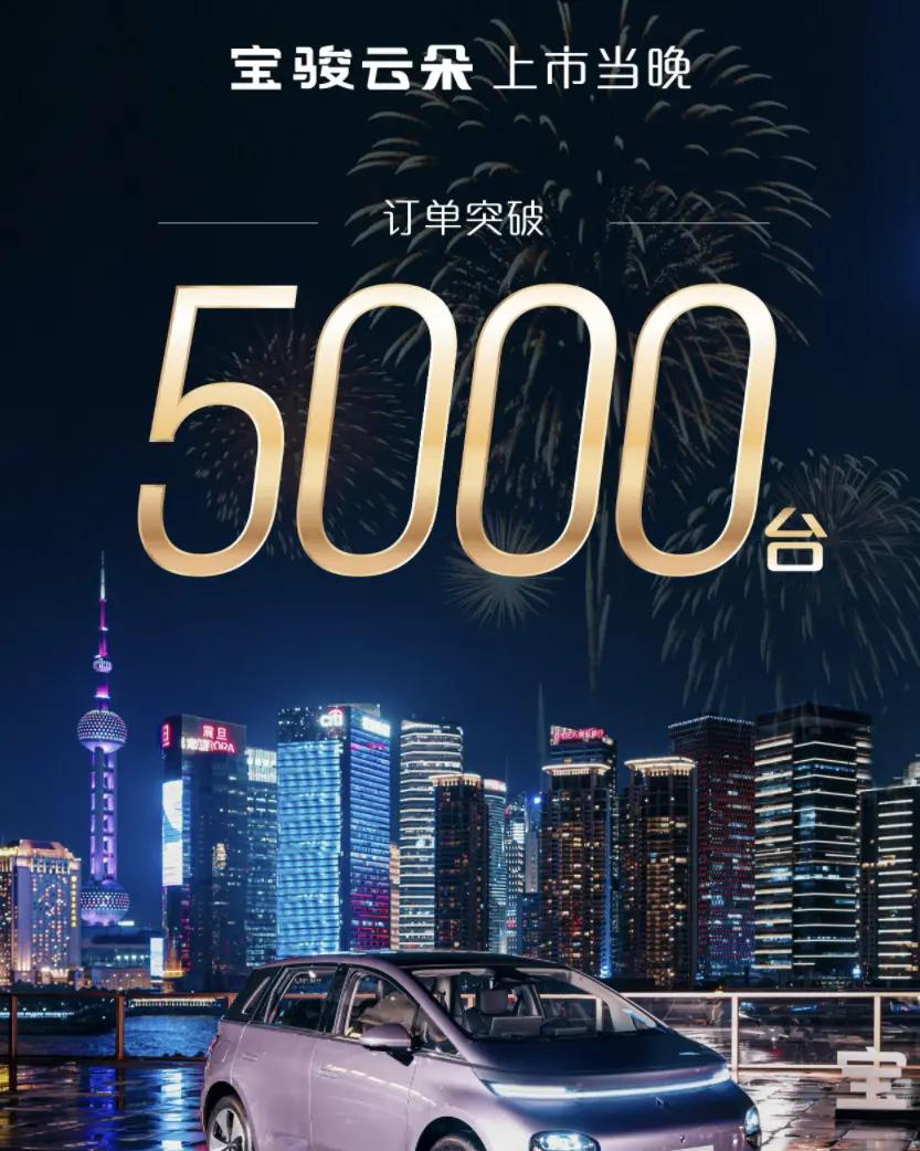 宝骏云朵上市当晚订单破5000辆，上海用户独享绿牌送达