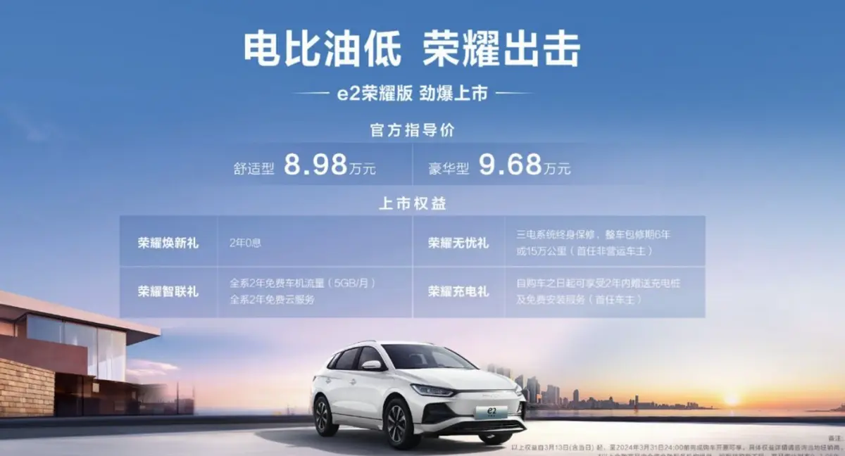 8.98万起，比亚迪e2荣耀版上市：高性价比纯电新选择？