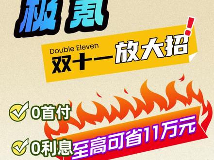 极氪双11放大招，全系车型0首付0利息0等待 
#极氪001 #极氪购车权益