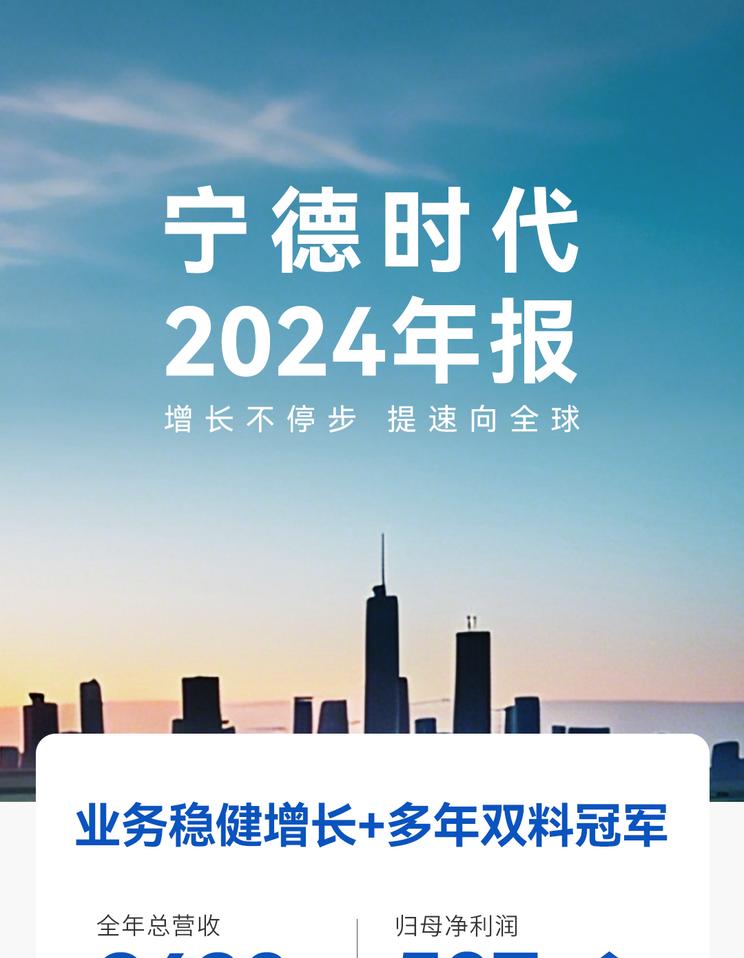 宁德时代2024年财报亮眼：总营收3620亿，研发投入186亿
