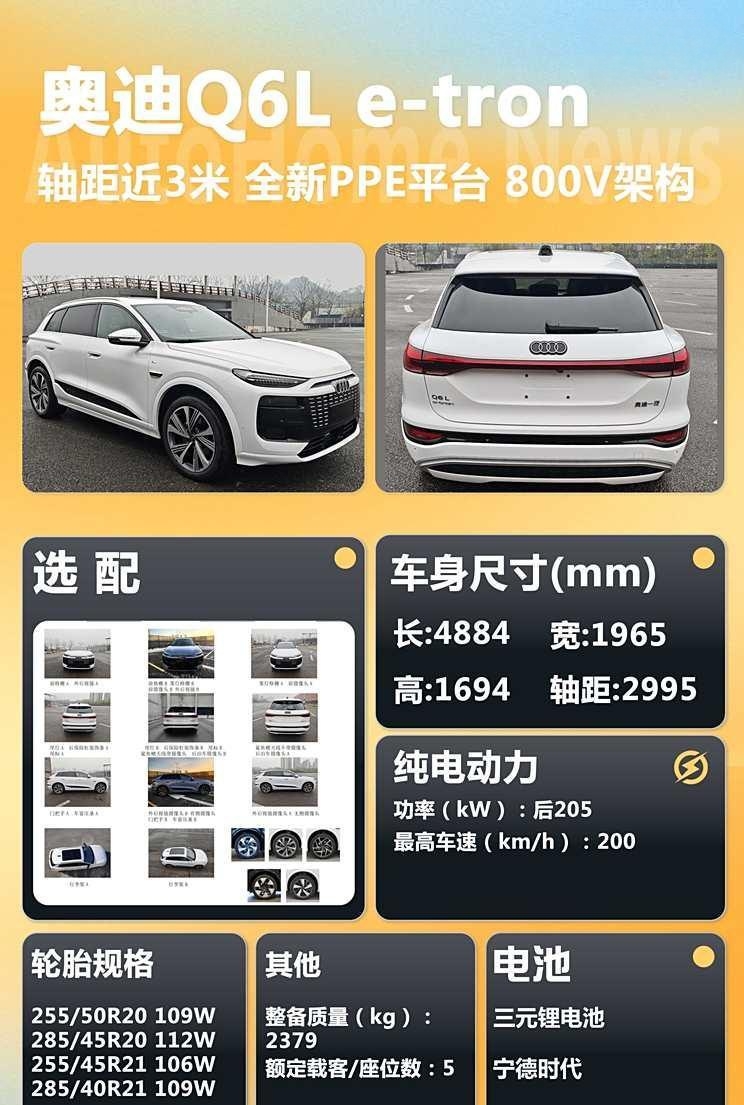 一汽奥迪Q6L e-tron及Sportback版申报图曝光 轴距接近3米