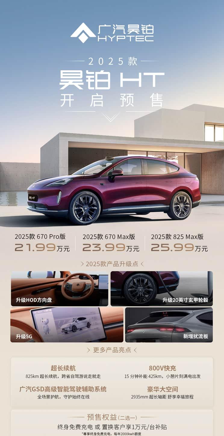 2025款昊铂HT   GT开启预售 19.39万元起升级电容方向盘