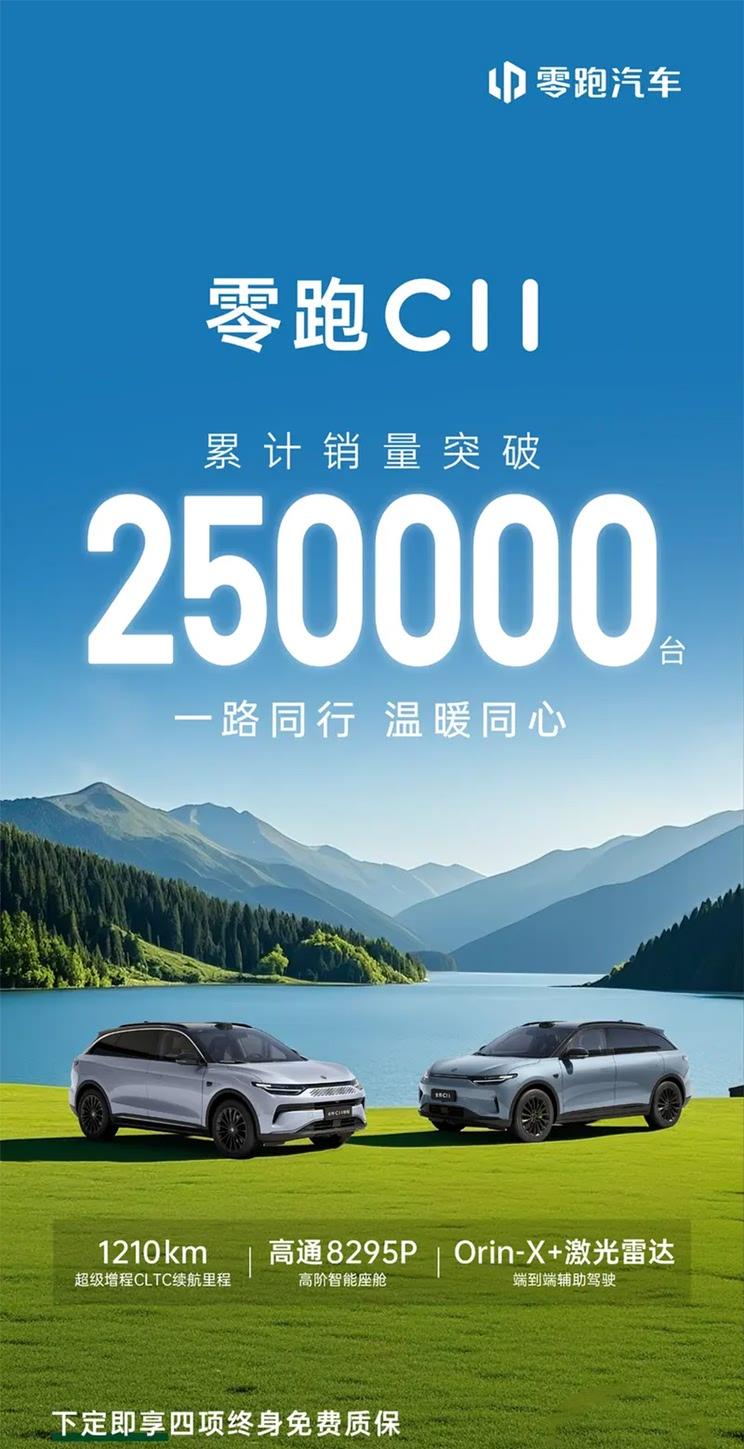 零跑C11智享版限时特惠10.38万 总销量突破25万辆大关