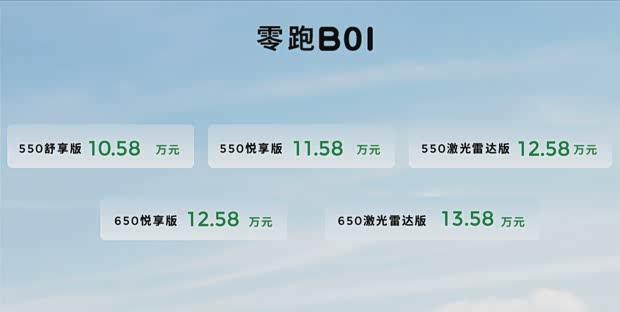 零跑B01即将7月底上市 预售价10.58万元起