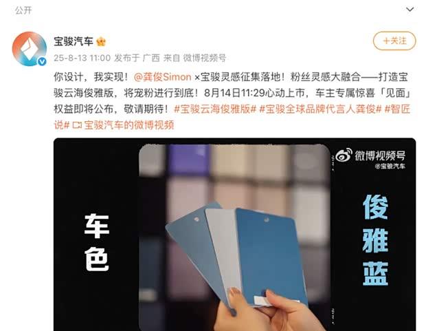 宝骏云海俊雅版8月14日上市 专属俊雅蓝配色吸睛