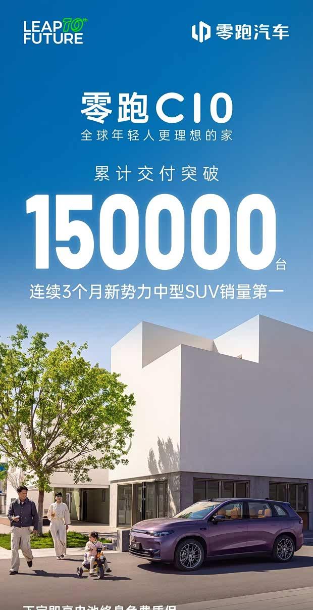 零跑汽车创纪录：16个月达成15万辆交付里程碑
