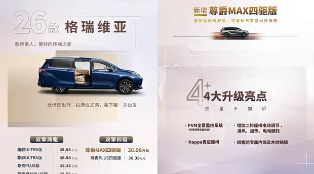 2026款丰田格瑞维亚上市 售价29.98万元起