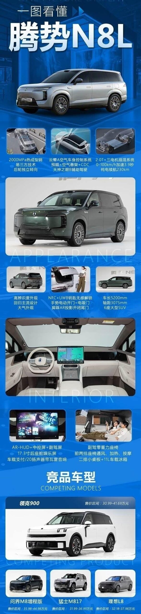 腾势N8L三电机版曝光 30万级SUV市场再添猛将