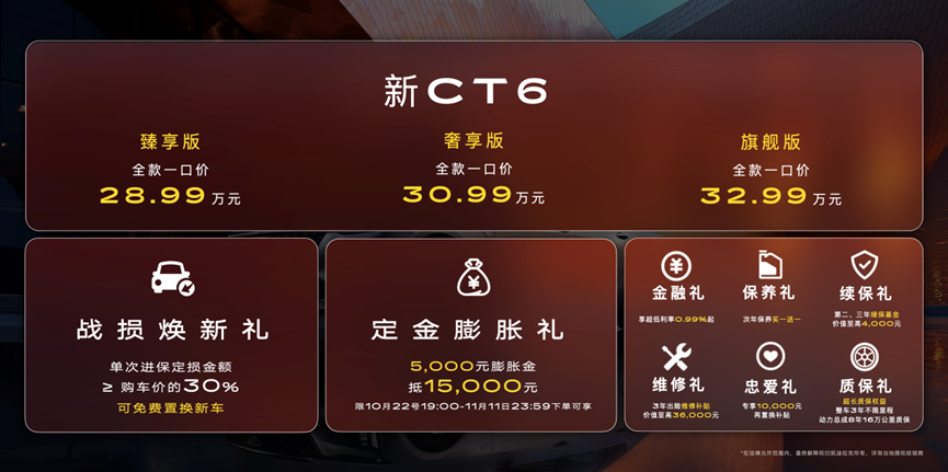 凯迪拉克新CT6上市 一口价28.99万起 百万级奢享新标准