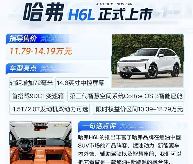 哈弗H6L正式上市 限时权益价10.39万元起