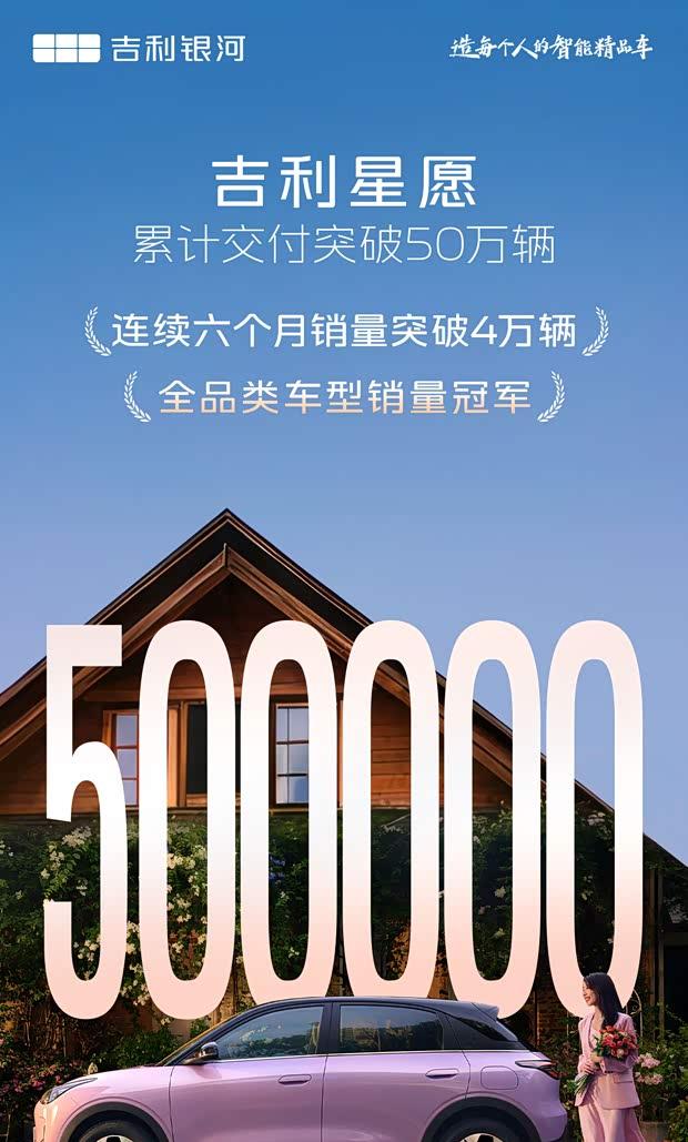 吉利星愿累计交付突破50万台 起售价6.88万元