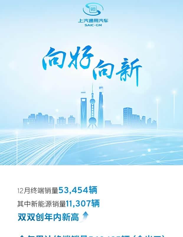 上汽通用12月销量超5.3万台 全年累计突破56万辆