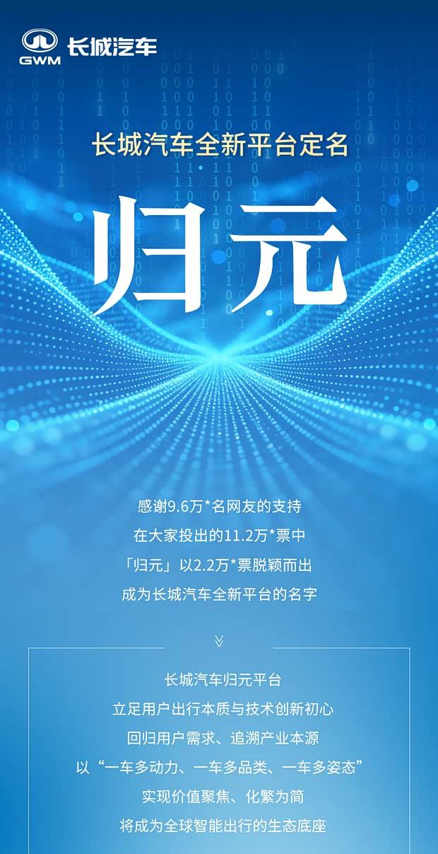 长城汽车发布「归元」平台：构筑全球智能出行新基座