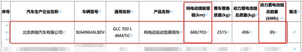 最高续航703公里 奔驰GLC纯电版电池信息曝光
