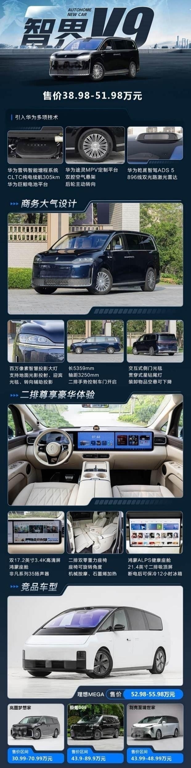智界V9上市38.98万起 华为技术加持配旋转二排