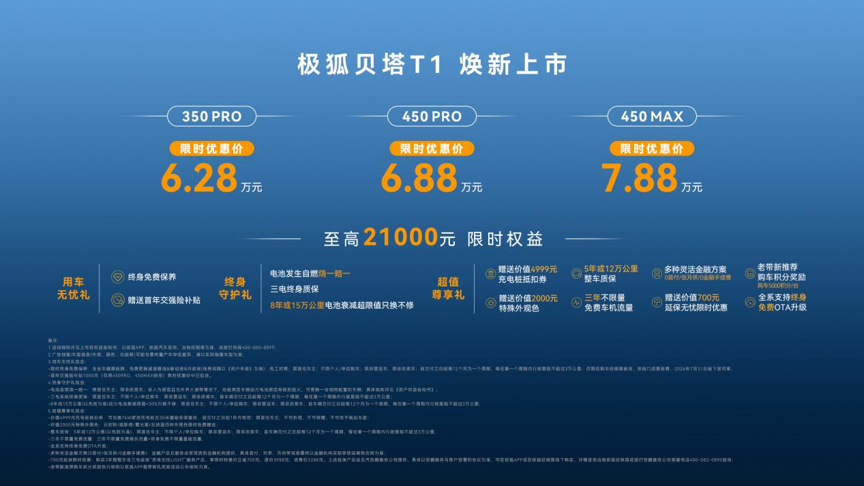 6.28万起！极狐贝塔T1焕新上市，把“B级享受”塞进A0级车身